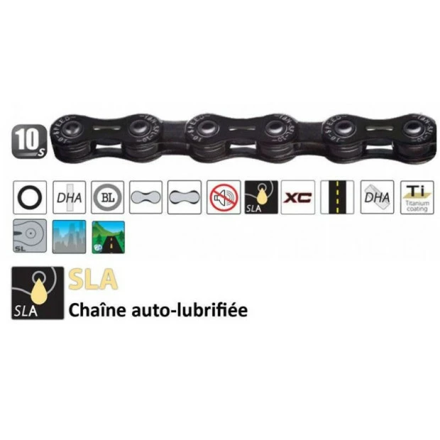 Chaîne Yaban SLA H10 Ti Autolubrifiée - 10V - Noir 4 Chaîne Yaban SLA H10 Ti Autolubrifiée - 10V - Noir – Image 2