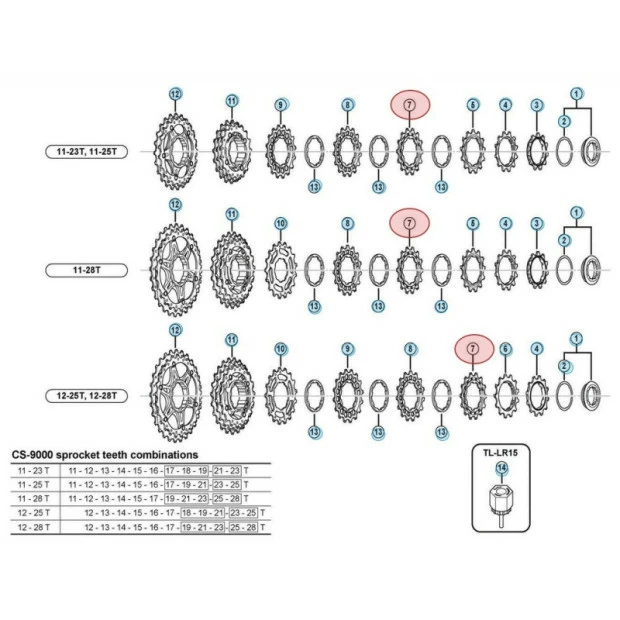 Pignon Shimano Dura Ace CS-9000 - 11 Vitesses - 14 Dents 3 Pignon Shimano Dura Ace CS-9000 - 11 Vitesses - 14 Dents