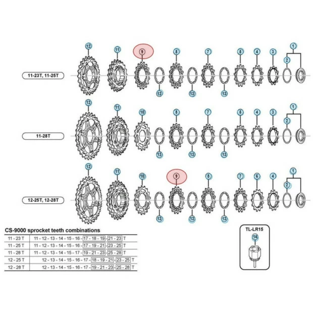Pignon Shimano Dura Ace CS-9000 - 11 Vitesses - 15 Dents 3 Pignon Shimano Dura Ace CS-9000 - 11 Vitesses - 15 Dents
